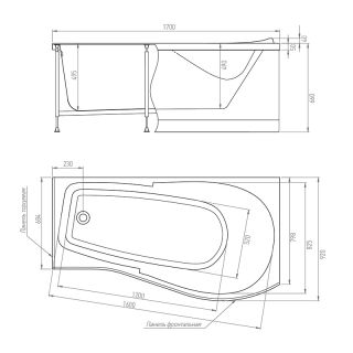 Акриловая ванна Timo Vino VINO1792R 170x92 см